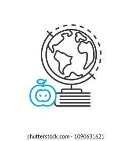 Geography vector thin line stroke icon. Geography outline illustration, linear sign, symbol concept.