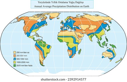 mapa de precipitaciones promedio anual mundial de geografía 