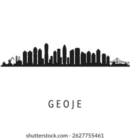 Geoje skyline with South Korea Silhouette skyline.