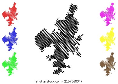 Geojedo island (Republic of Korea, ROK) map vector illustration, scribble sketch Koje or Geoje Island map