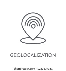 Geolocalization linear icon. Modern outline Geolocalization logo concept on white background from Maps and Locations collection. Suitable for use on web apps, mobile apps and print media.