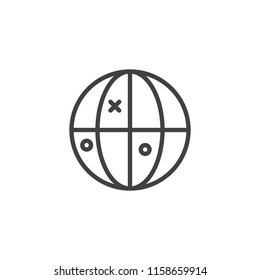 Geolocalization outline icon. linear style sign for mobile concept and web design. Earth globe with marker simple line vector icon. Symbol, logo illustration. Pixel perfect vector graphics