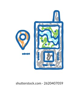 Geolokalisierter Skizzenvektor für das Doodle-Symbol des Geräts. geolokalisiertes Vorrichtungszeichen. einzelne Symbolgrafik