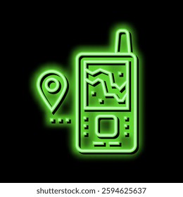 geolocated device neon light sign vector. geolocated device illustration
