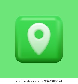 3D-Symbol für Geolocation. Green Square App Logo. Vektorgrafik