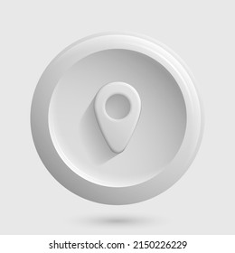 Geolocation 3D Icon. Light Blank App Logo. Vector Illustration