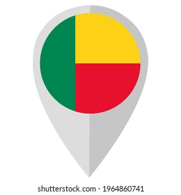 Geolocation badge with the flag of Benin, official colors. Vector illustration