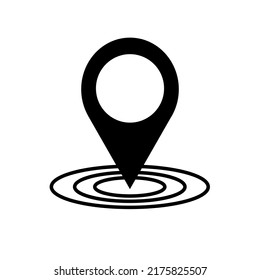 Geolocation black icon. GPS location on the map. Path and movement, navigation path icon, marker on the map