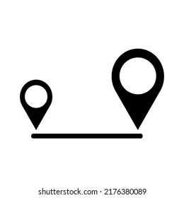 Geolocation black icon. GPS location on the map. Path and movement, navigation path icon, marker on the map