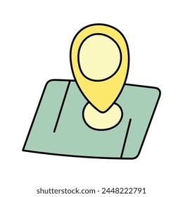 Geolocation in doodle style. Vector illustration, isolated on white background