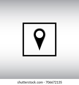 Geolocation flat vector sign. Isolated map location vector icon. Geo location square button.