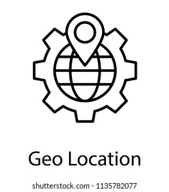 
Geolocation, Geographic Information System Line Design Icon 
