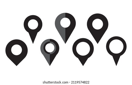 Geolocation Geotag Locator Icon Set. Map Place Tag Pin Location Icons. Markers Sign GPS Location Symbol .Vector Illustration