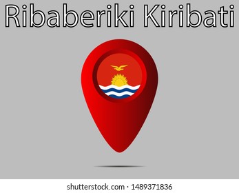 Geolocation or geotag sign with National flag of Republic of Kiribati. original colors and proportion. Simply vector illustration, from countries flag set.