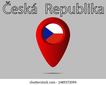 Geolocation or geotag sign with National flag of Czhech Republic. original colors and proportion. Simply vector illustration, from countries flag set.