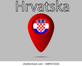 Geolocation or geotag sign with National flag of Republic of Croatia. original colors and proportion. Simply vector illustration, from countries flag set.