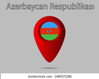 Geolocation or geotag sign with National flag of Republic of Azerbaijan. original colors and proportion. Simply vector illustration, from countries flag set.