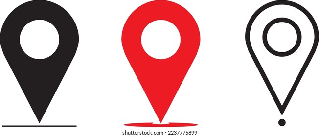 geolocation gps tag icons set, mark location, location pin icon, position symbol