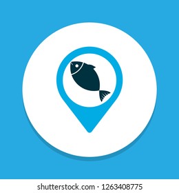 Geolocation icon colored symbol. Premium quality isolated fish location element in trendy style.