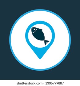 Geolocation icon colored symbol. Premium quality isolated fish location element in trendy style.