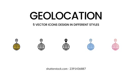 Diseño de iconos de geolocalización en estilo Cinco con trazo editable. Línea, Sólido, Línea plana, Color de tono Duo y Línea de degradado de color. Adecuado para diseño de páginas Web, aplicaciones móviles, UI, UX y GUI.