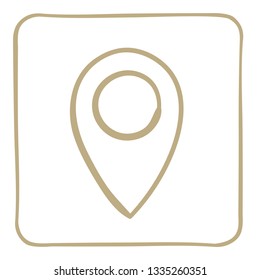 Geolocation icon  in a light brown frame. Vector graphics.