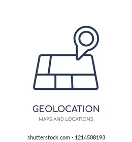 Geolocation icon. Geolocation linear symbol design from Maps and locations collection. Simple outline element vector illustration on white background.