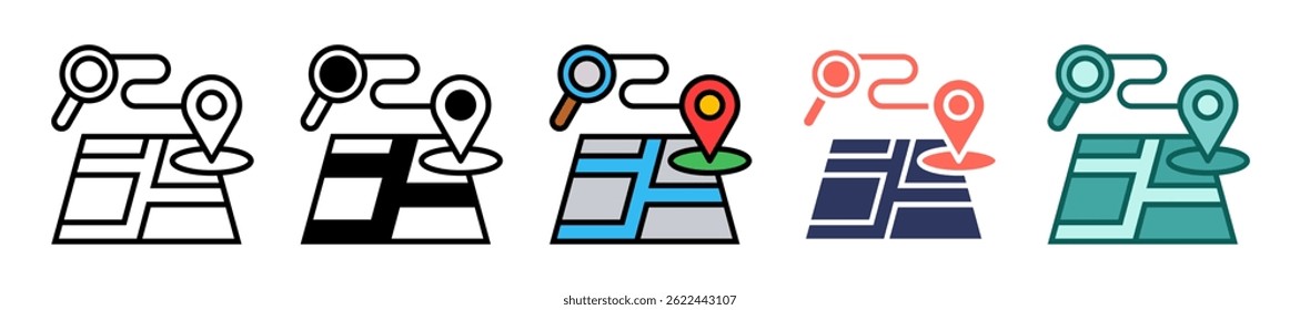 Ícone de localização geográfica - Ilustração de vetor múltiplo
