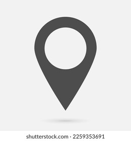 Geolocation icon on a gray background. Linear pin code icons of the geolocation map. Vector illustration.
