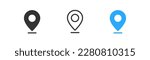 Geolocation icon on light background. Mark location symbol. Navigation, map,  location pin, position. Outline, flat and colored style. Flat design.