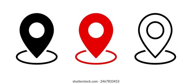 Geolocation icon on light background. Mark location symbol. Navigation, map, location pin, position. Outline, flat and colored style. Flat design