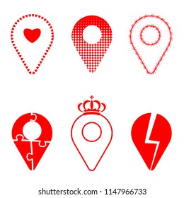 Geolocation icon pack. Set of Geolocation signs in different style for your web site design, logo, app, UI. Vector illustration EPS10. 