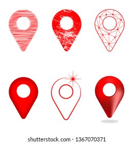 Geolocation icon pack. Set of Geolocation signs in different style for your web site design, logo, app, UI. Vector illustration EPS10.