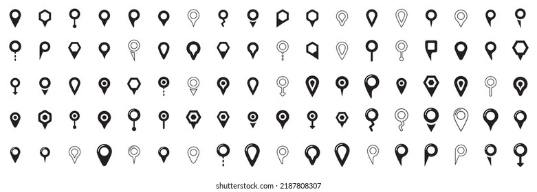 Geolocation icon set. Geotag location icon. Map place tag. Vector line icon for business and advertising