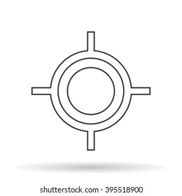 geolocation icon with  shadow on a white background, vector illustration