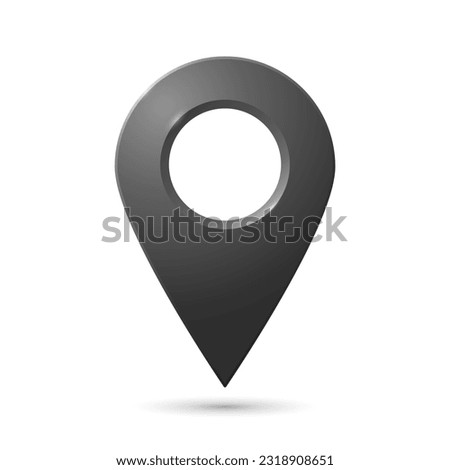 The geolocation icon is silver with highlights and shadows on a white background. Realistic geolocation map pin code icon. Vector illustration.