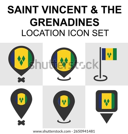 Geolocation icons based on the flag and map style of Saint Vincent and the Grenadines.