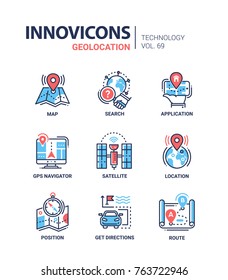 Geolocation - line design icons set