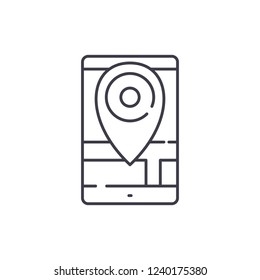 Geolocation line icon concept. Geolocation vector linear illustration, symbol, sign