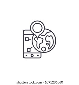 Geolocation linear icon concept. Geolocation line vector sign, symbol, illustration.