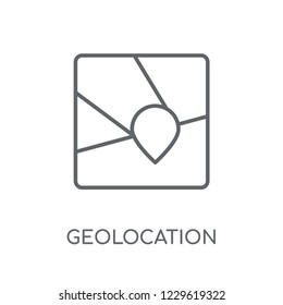Geolocation linear icon. Modern outline Geolocation logo concept on white background from Maps and Locations collection. Suitable for use on web apps, mobile apps and print media.