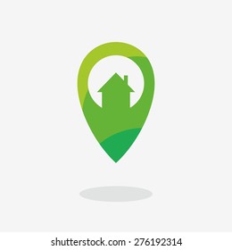 geolocation logo green house