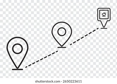Conjunto de marcas de mapa de geolocalización, íconos de línea relacionados, ícono de línea, Colección de íconos de ubicación de punto de mapa. Iconos Vector mapa ubicación pin. Diseño de Variedad colorido. EPS 10