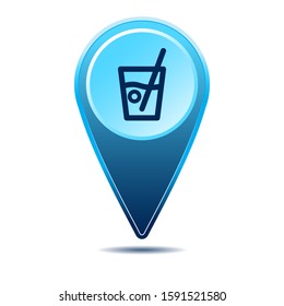 Geolocation map pin bar restaurant icon. Vector icon with shadow. Vector EPS 10