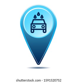Geolocation map pin car wash icon. Vector icon with shadow. Vector EPS 10