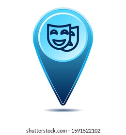 Geolocation map pin theatre icon. Vector icon with shadow. Vector EPS 10
