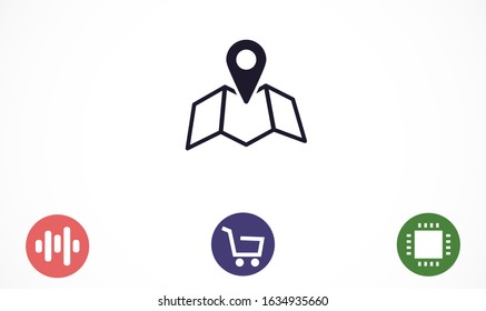Geolocation map pin vector icon. Geolocation map pin for phone icon. Geolocation map pin for the Navigator icon. Geolocation map pin for online