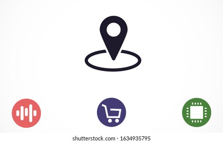 Geolocation map pin vector icon. Geolocation map pin for phone icon. Geolocation map pin for the Navigator icon. Geolocation map pin for online