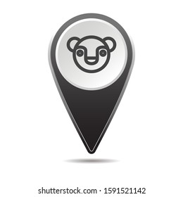 Geolocation map pin zoo icon. Vector icon with shadow. Vector EPS 10