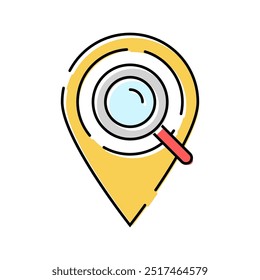 geolocation marker magnifying glass color icon vector. geolocation marker magnifying glass sign. isolated symbol illustration